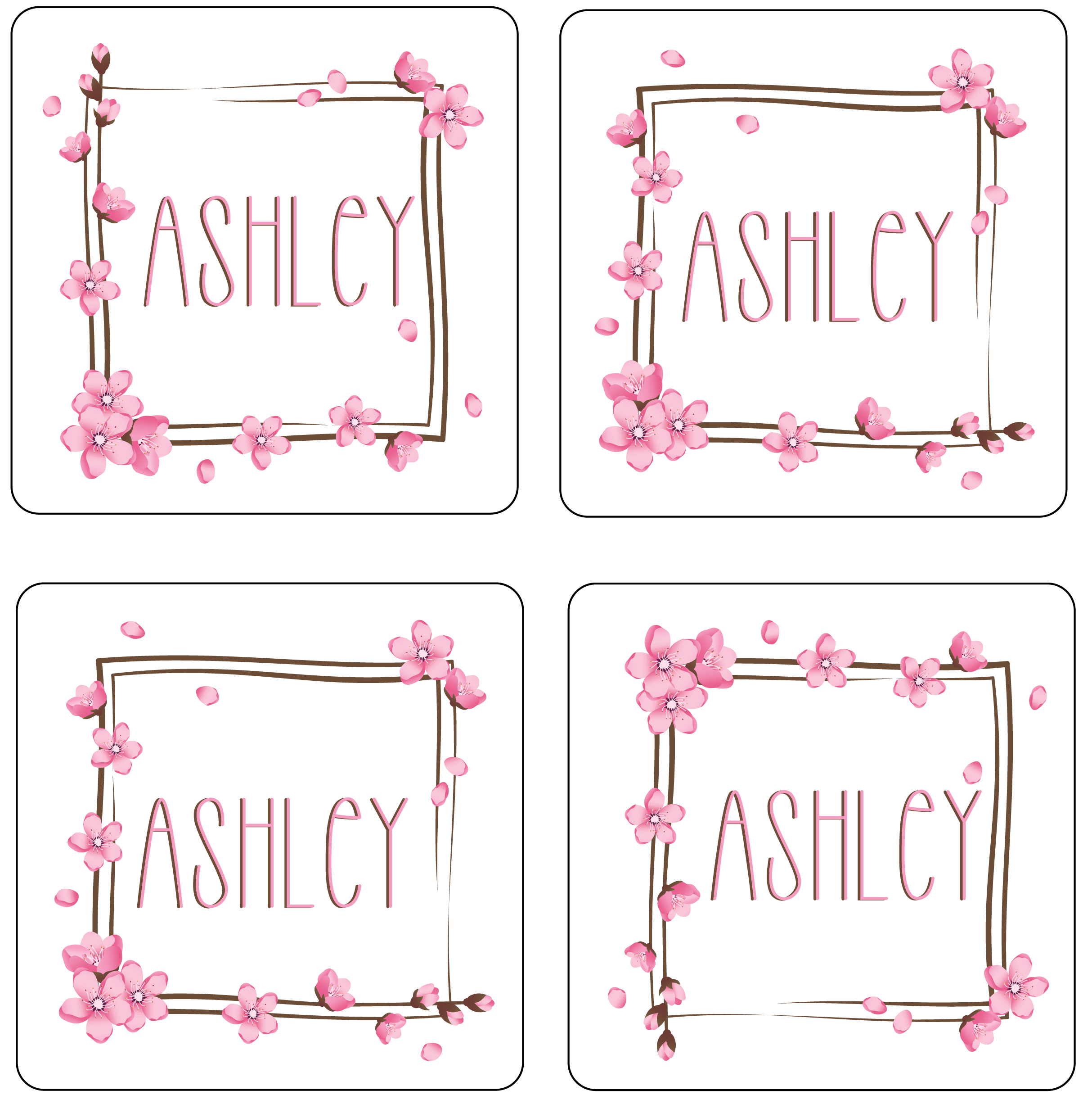 🍒Personalized Cherry Blossom Name Coasters🍒